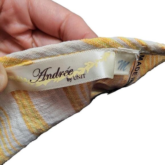 Andrée By Unit Medium Yellow White Cotton Top - Picture 2 of 11